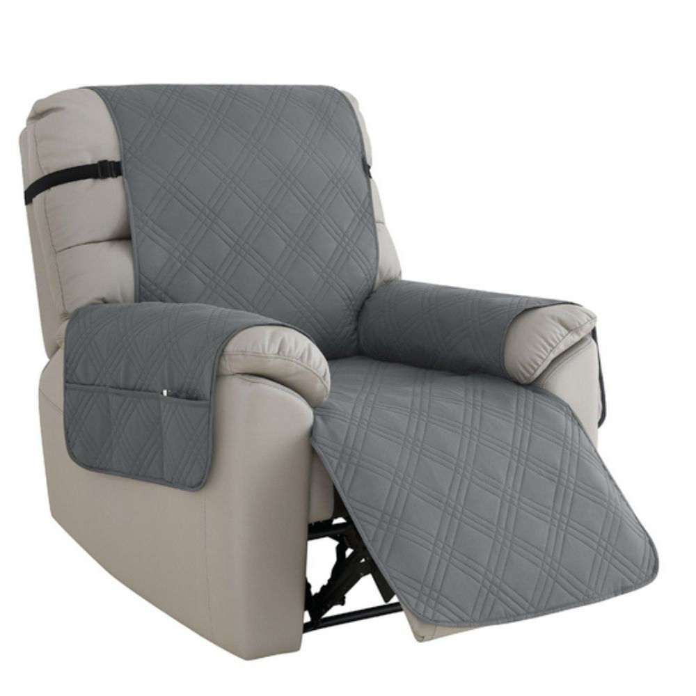 Durable Recliner Cover Quilted Cushion with Storage Pocket