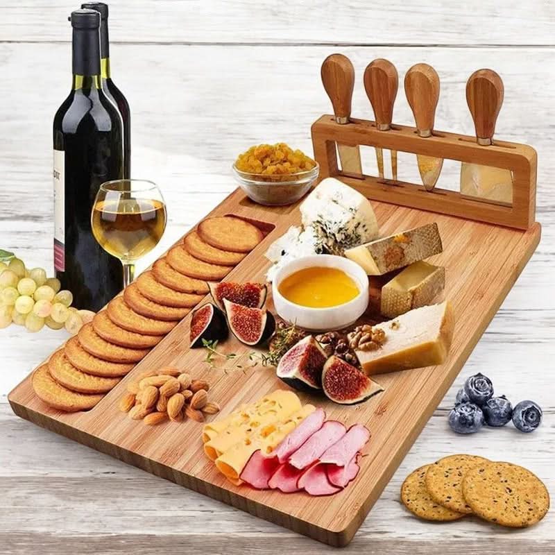 Deluxe Wood Cheese Board with Knife Set - Halri