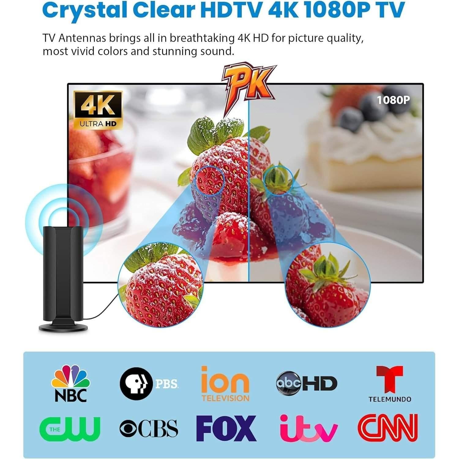 Premium Indoor Antenna - 360 Mile Range, 4K Ultra HD & 1080P Support