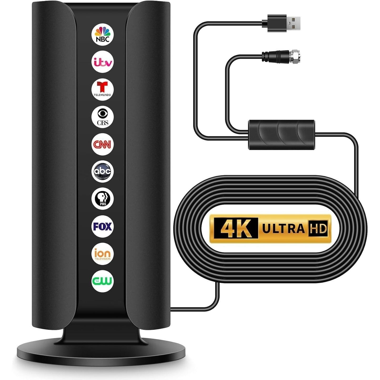 Premium Indoor Antenna - 360 Mile Range, 4K Ultra HD & 1080P Support