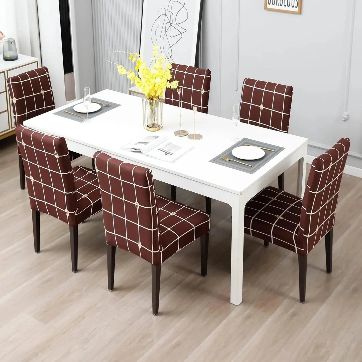 Premium Stretch Dining Chair Covers – Elastic Fit for Most Chairs, Machine Washable, Protects from Stains and Wear 18