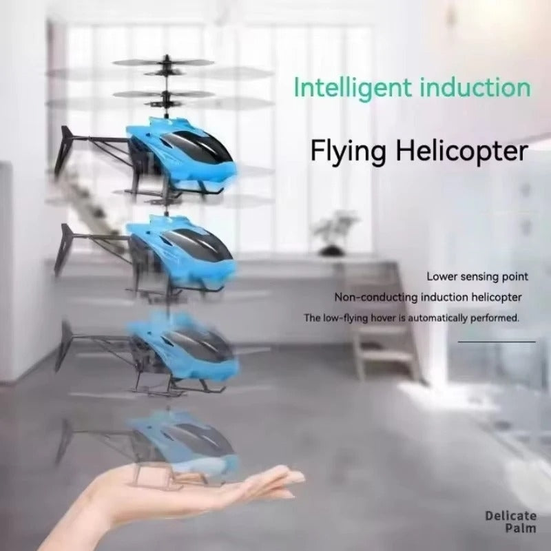 RC Helicopter Drone Remote Control Aircraft Toy with Smart Sensors and LED Lights, Safe for Ages 5+