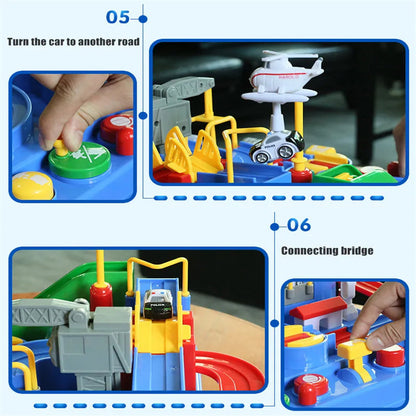 Race Track STEM Learning Toy for Kids Ages 3+ with 4 Mini Cars and 9 Fun Puzzle Levels