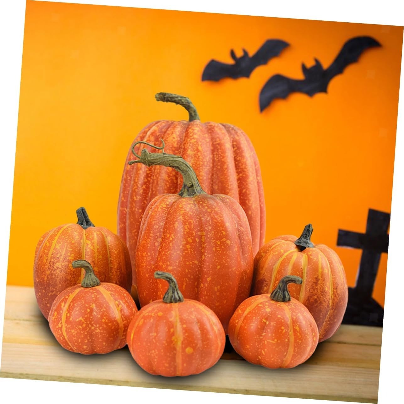 Realistic Fake Pumpkins with 7PCS Set for Halloween Decor, Lifelike Appearance, Fall Autumn Themed Decoration