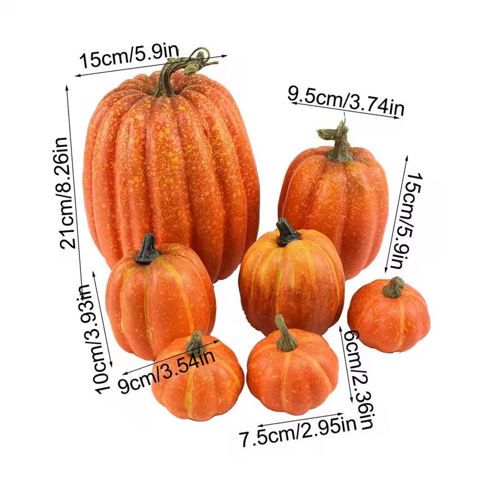 Realistic Fake Pumpkins with 7PCS Set for Halloween Decor, Lifelike Appearance, Fall Autumn Themed Decoration