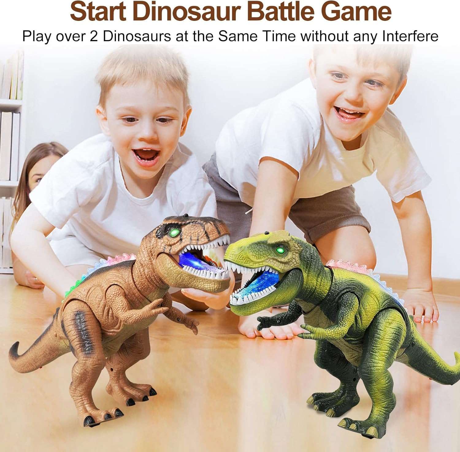 Remote Control Dinosaur Toy Walking Roaring, Realistic T-Rex Design, Lights & Sounds, Multi-Directional Movement, Safe for Kids 3+