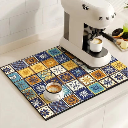 Waterproof Kitchen Coffee Mat Protective Decorative Design