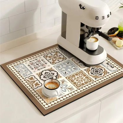 Waterproof Kitchen Coffee Mat Protective Decorative Design