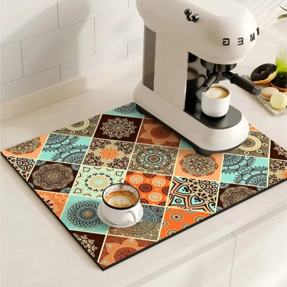 Waterproof Kitchen Coffee Mat Protective Decorative Design
