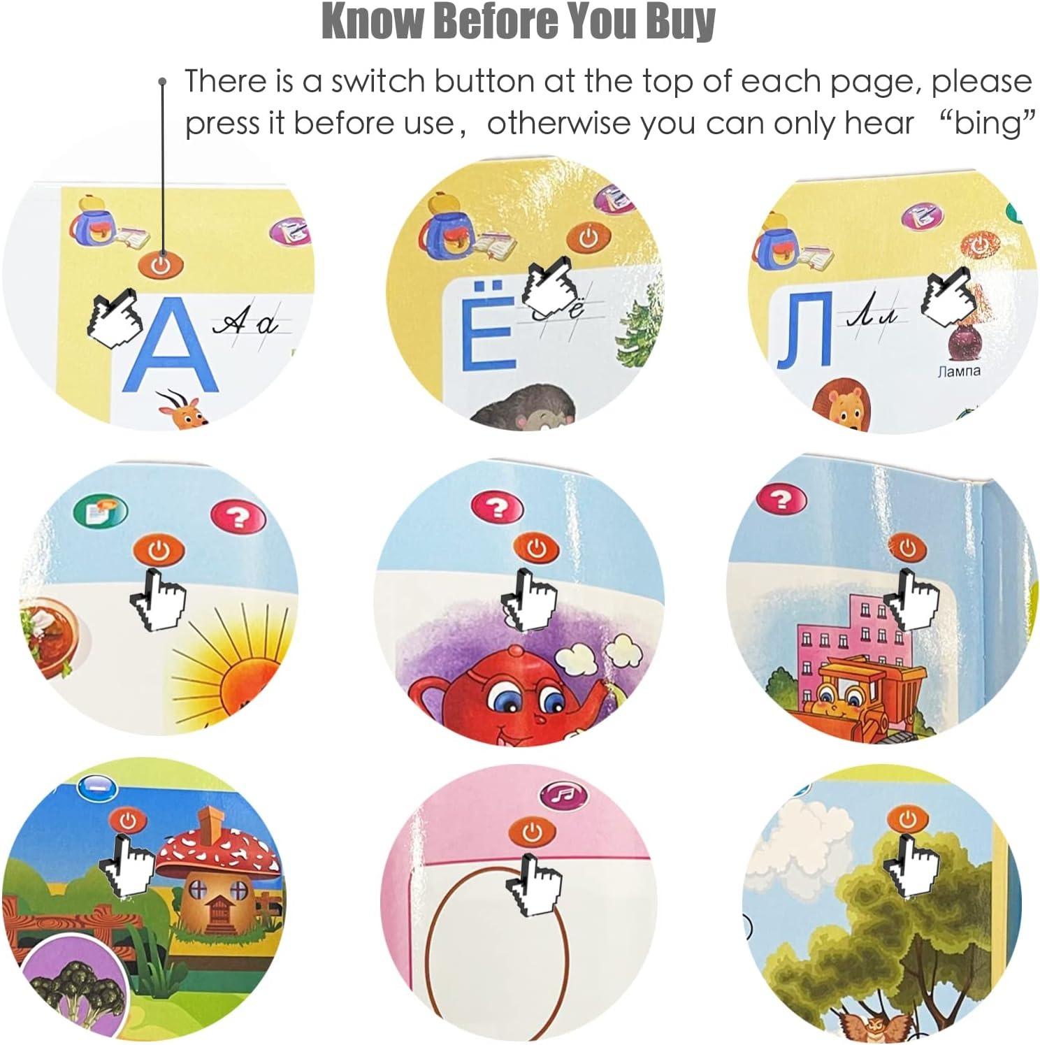 Russian Electronic Sound Book with Interactive Learning Toy for Kids, Voice Reading & Storytelling Function, Safe for Ages 3+