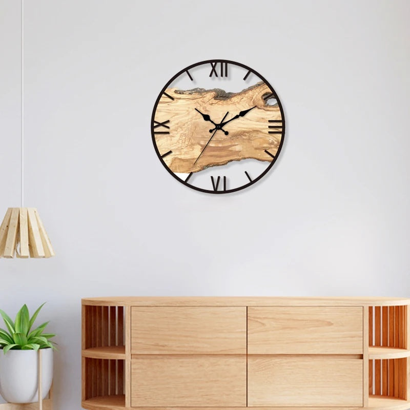 Classic Wooden Wall Clock with Roman Numerals - Halri