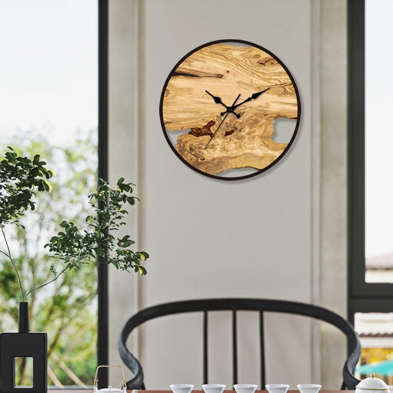 Rustic Wood Grain Wall Clock with Metal Frame – 11.81 Decorative Timepiece with Silent Quartz Movement and Roman Numerals 4