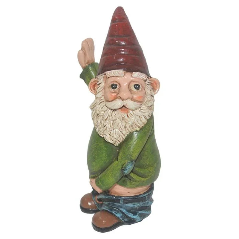 Fun Garden Gnome Statue White Beard Figurine