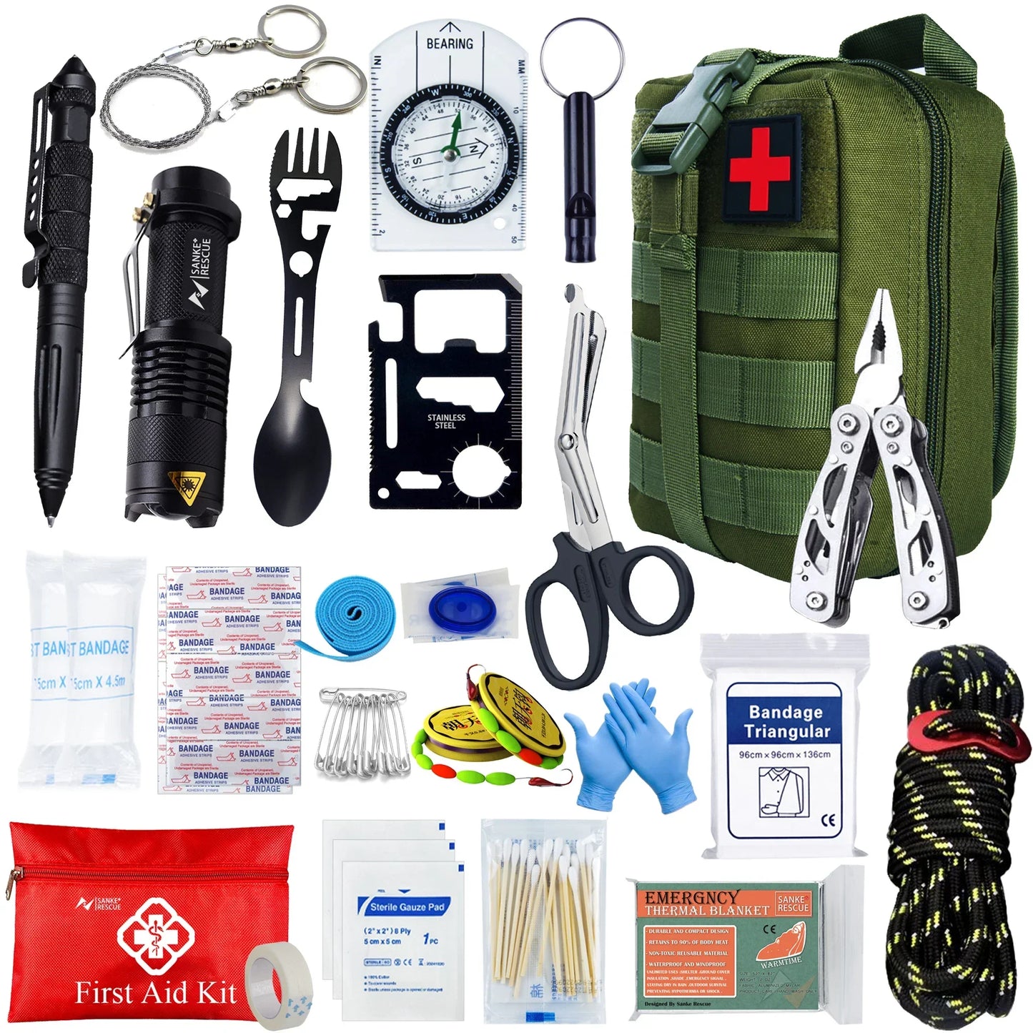 Essential 24-Piece Survival Kit for Camping & Emergency