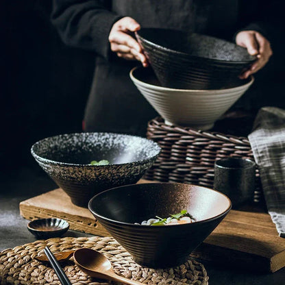 Authentic Asian Style Ramen Bowl - Hand Painted Ceramic