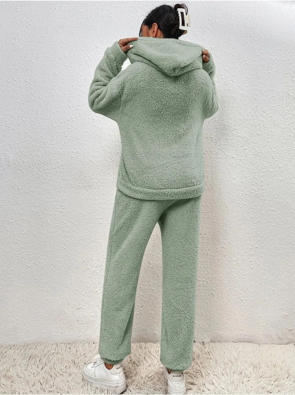 Plush Soft Hooded Teddy Bear Loungewear Set