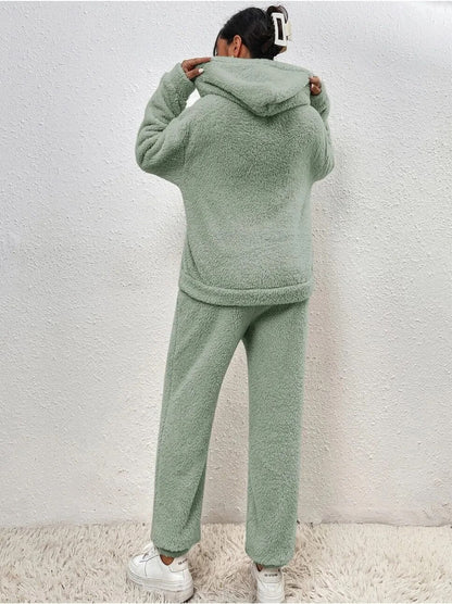Plush Soft Hooded Teddy Bear Loungewear Set