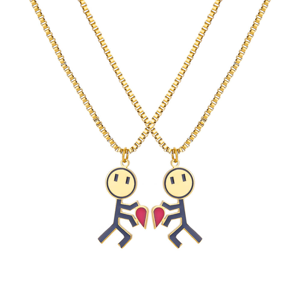 Romantic Couple Heart Pendant Necklace Set