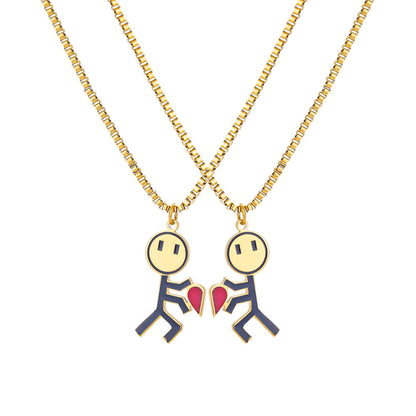 Romantic Couple Heart Pendant Necklace Set