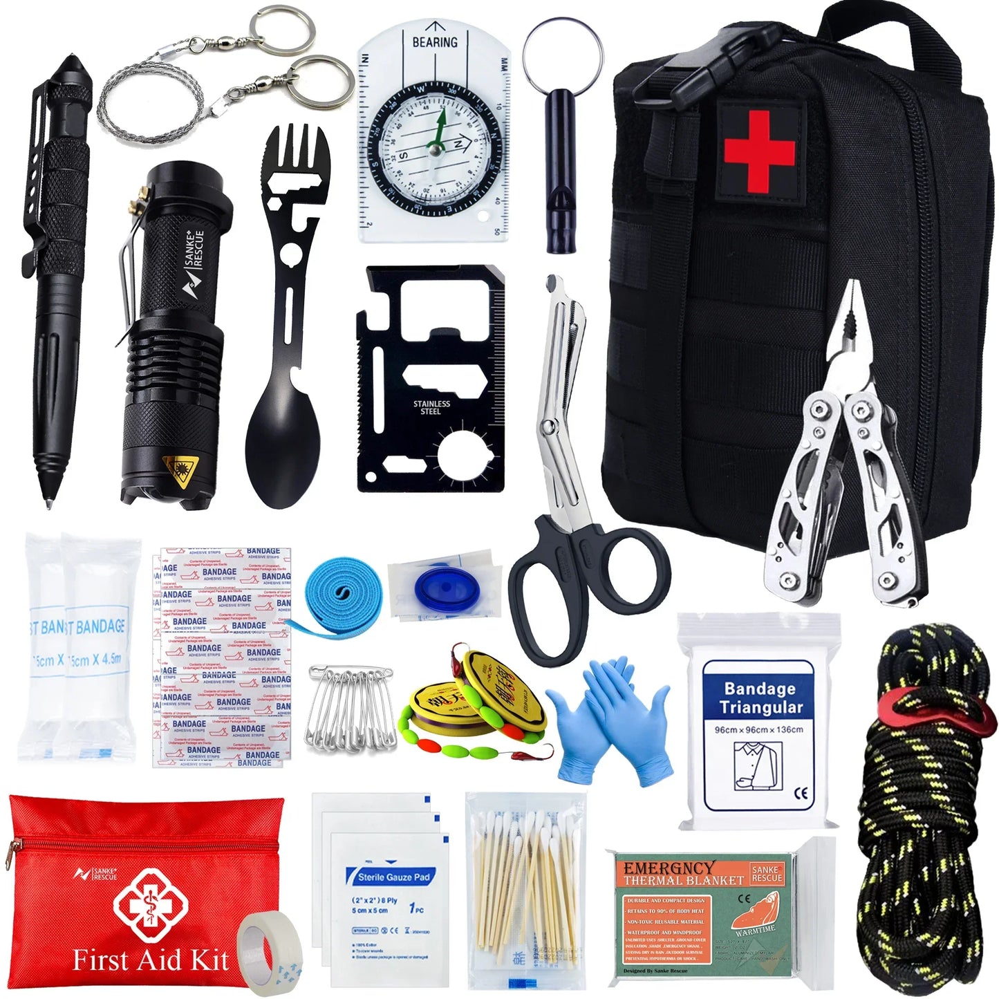 Essential 24-Piece Survival Kit for Camping & Emergency