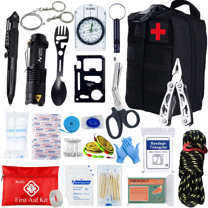 Essential 24-Piece Survival Kit for Camping & Emergency