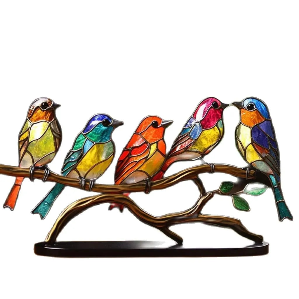 Vibrant Bird Perch Home Decor Sculpture