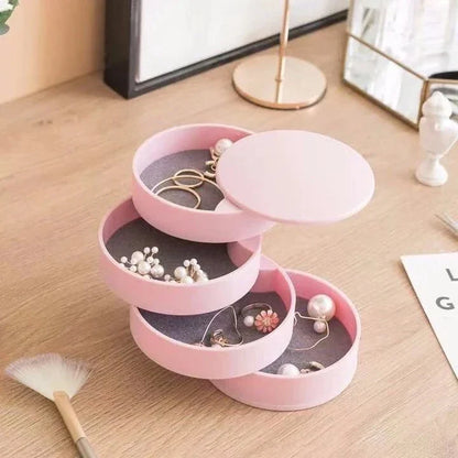 Rotating Jewelry Storage Case with 5 Tier Lid