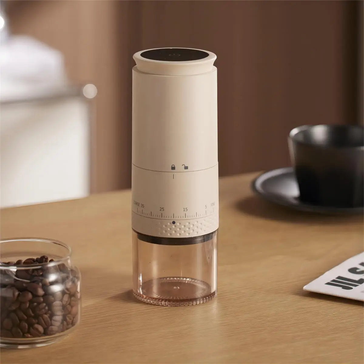 Compact Electric Coffee Grinder - Rechargeable Burr Coffee Mill