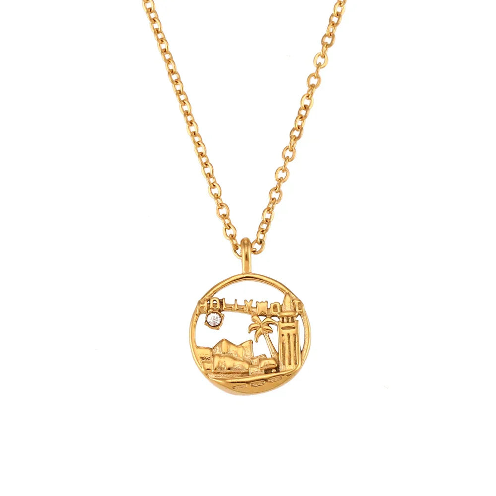 Gold Explorer Travel Pendant Necklace