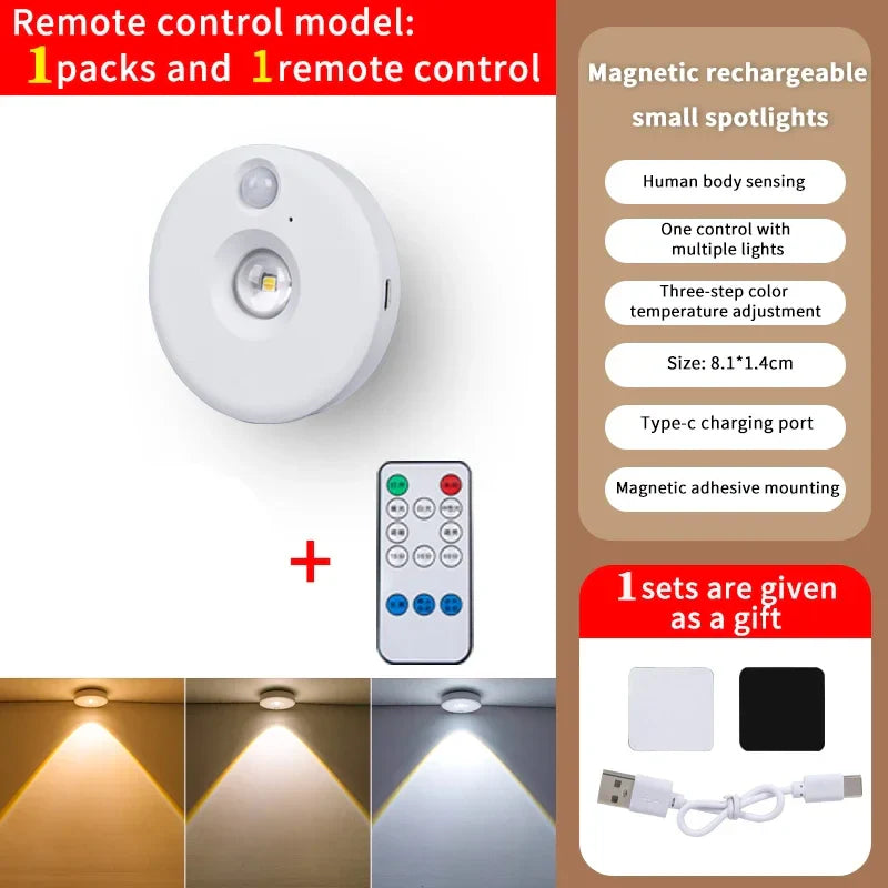 Motion Activated LED Night Light, Dimmable and Rechargeable