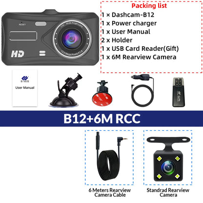 Dual Lens Car Dash Cam with Loop Recording