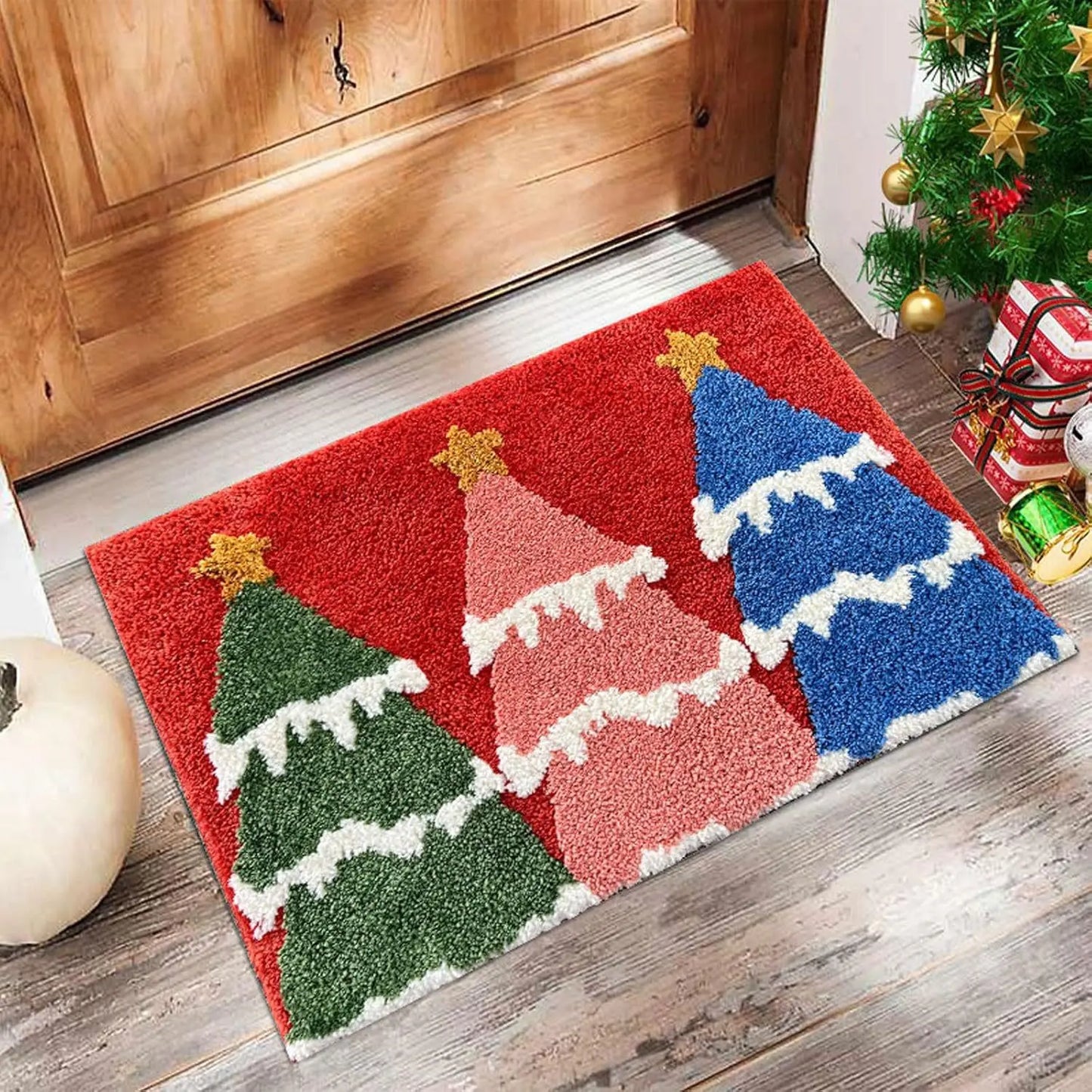 Festive Holiday Welcome Mat with Santa Design