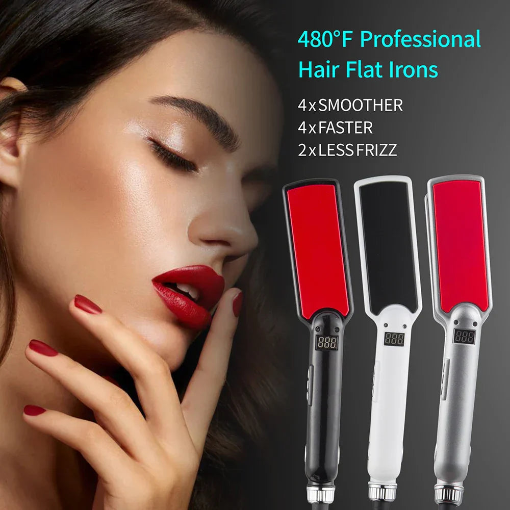 Titanium Hair Straightener Curler 480°F Dual Voltage