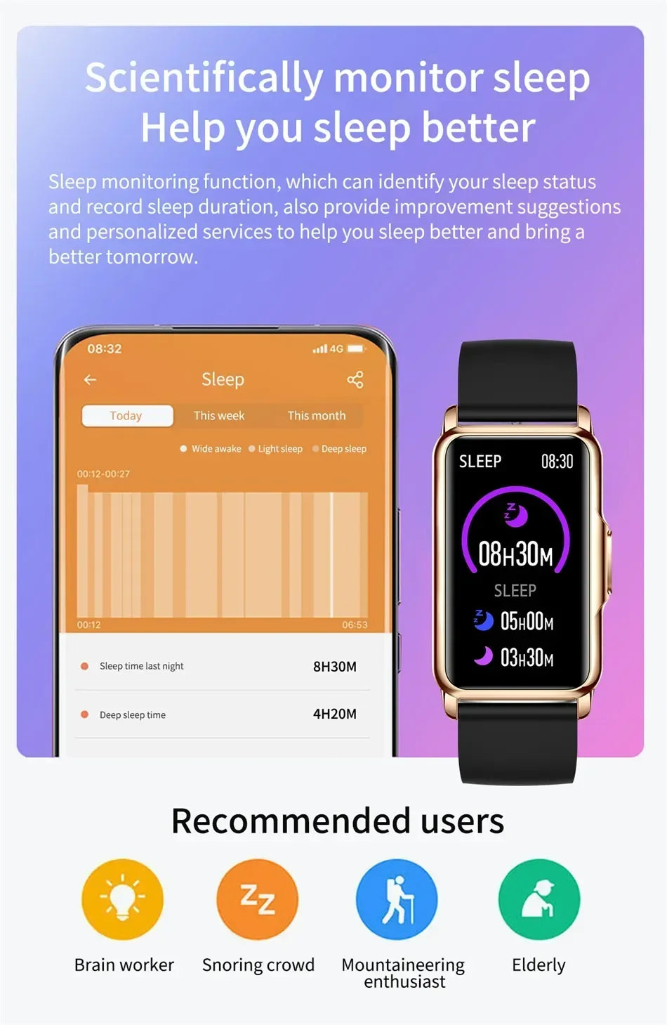 Waterproof Touch Fitness Tracker Watch for Men Women