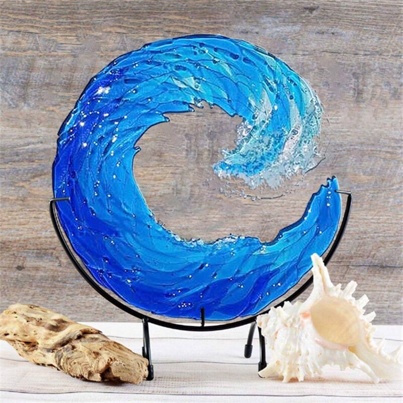 Beautiful Blue Glass Wave Art Sculpture - Halri