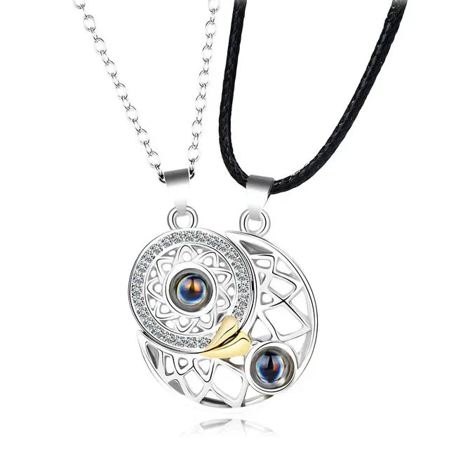 Romantic Love Heart Magnetic Couple Necklace Set