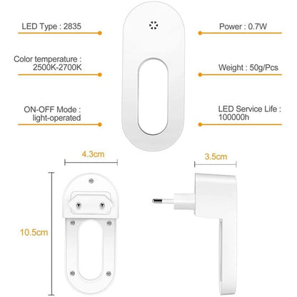 Automatic LED Plug Night Light Energy Saver Socket - Halri