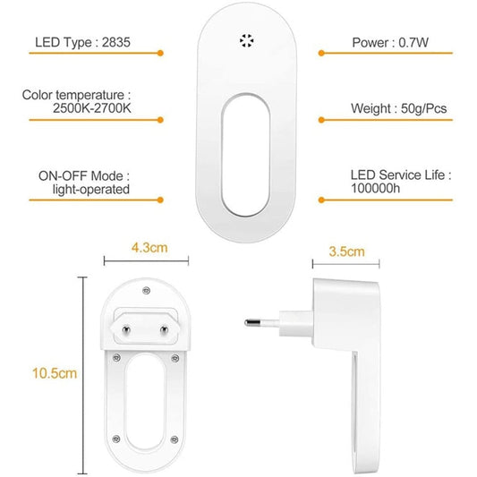 Automatic LED Plug Night Light Energy Saver Socket - Halri