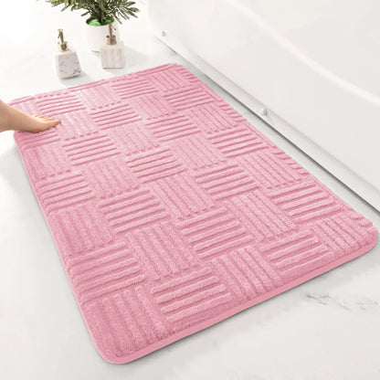 Soft Aqua Striped Non Slip Bath Mat