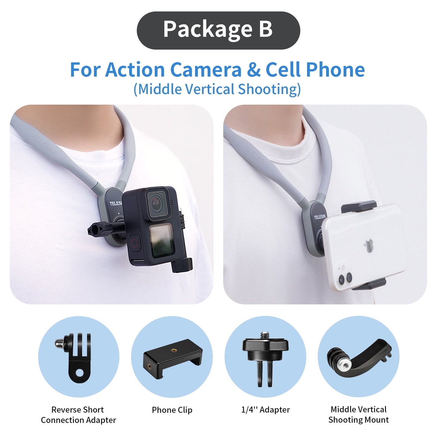 Flexible Mount Action Camera Neck Strap