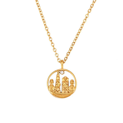 Gold Explorer Travel Pendant Necklace