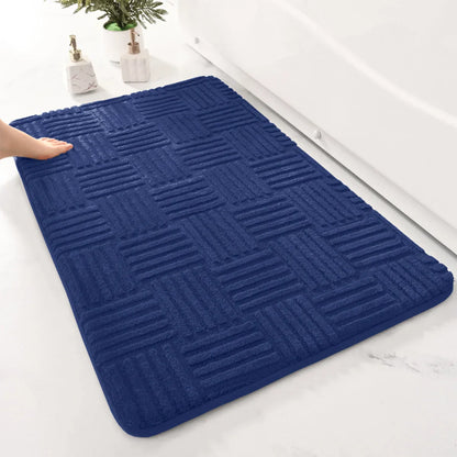 Soft Aqua Striped Non Slip Bath Mat
