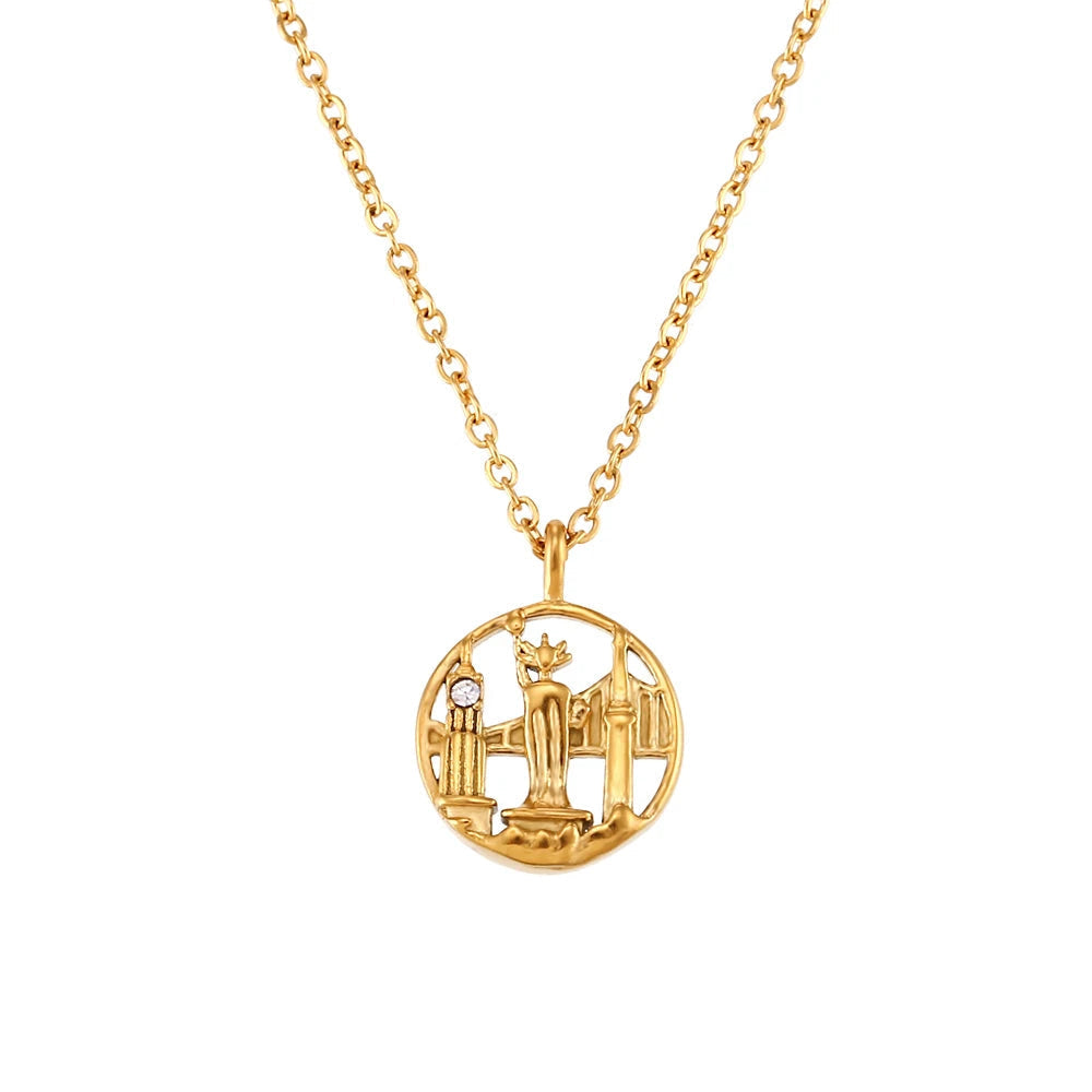 Gold Explorer Travel Pendant Necklace