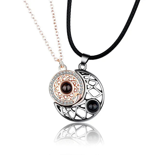 Romantic Love Heart Magnetic Couple Necklace Set
