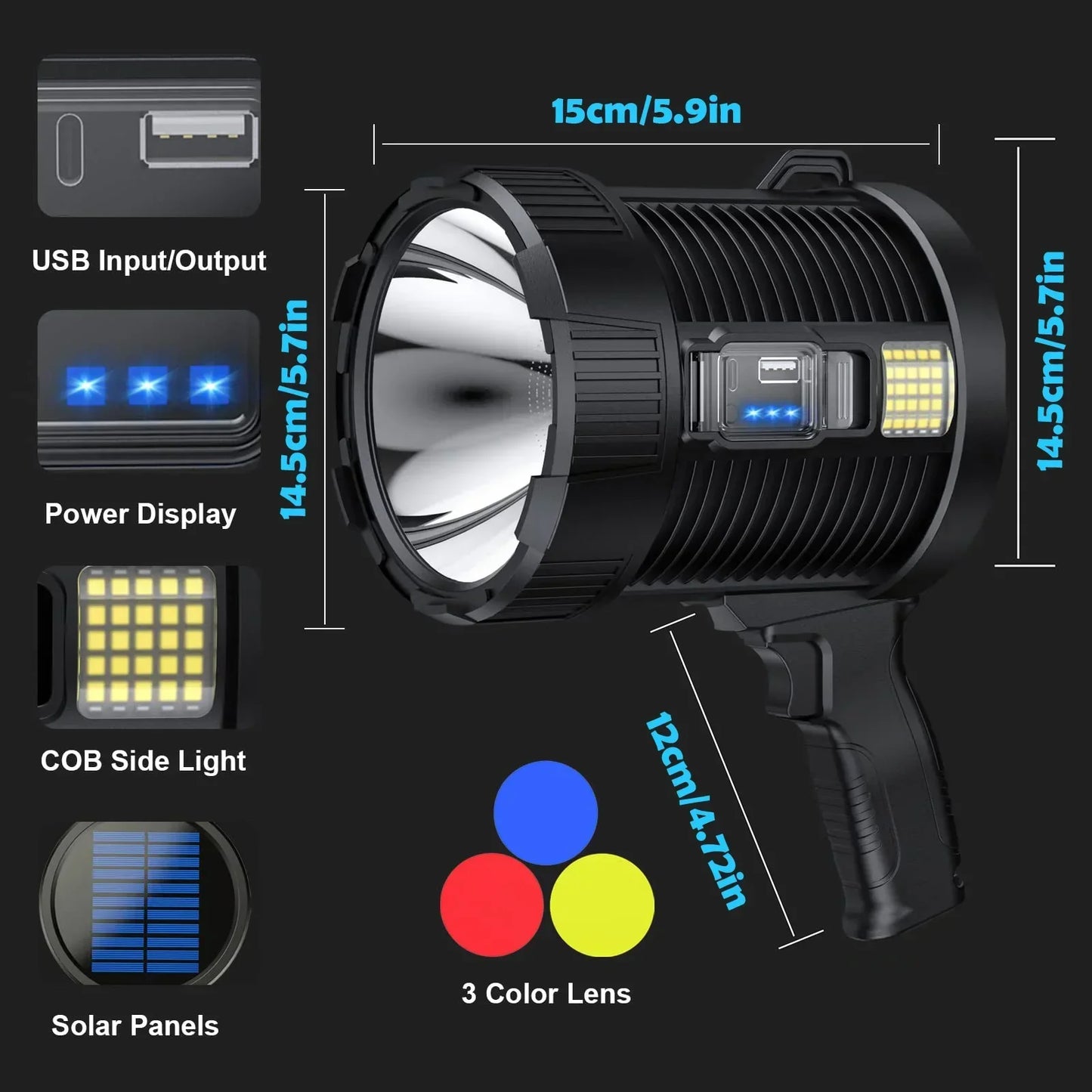 Bright Outdoor LED Spotlight 900K Lumens Waterproof Lamp