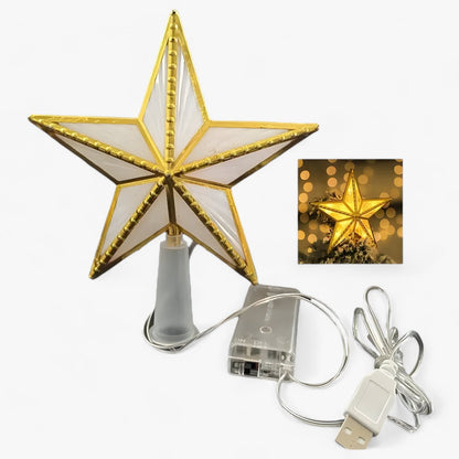 Bright LED Five Point Star Tree Topper - Halri