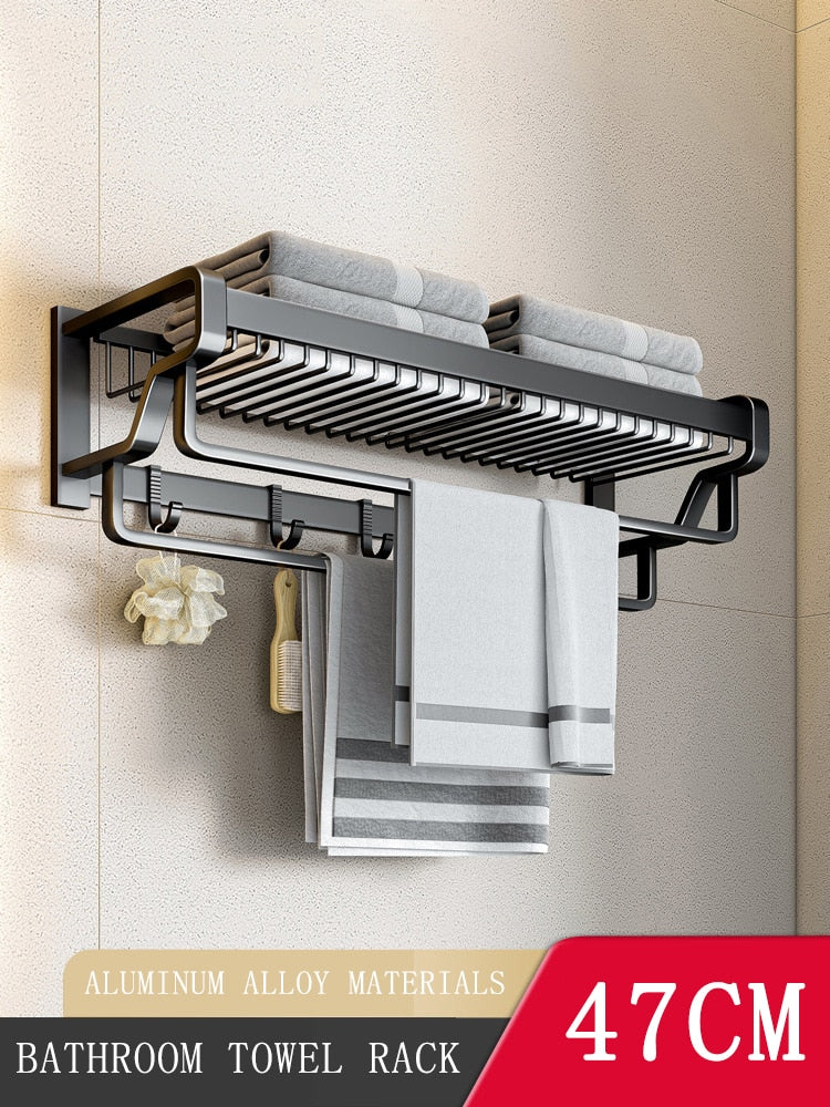 Premium Wall Mount Towel Holder Bathroom Storage Rack