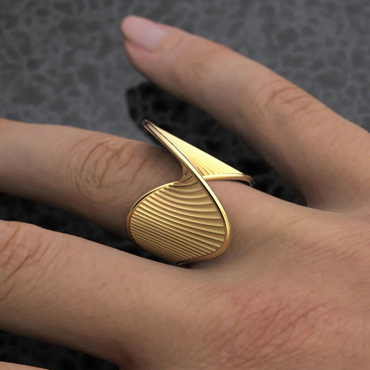 Unique Twisted Metal Statement Ring - Halri