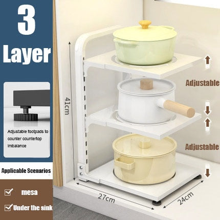 Space Saving Foldable Tiered Corner Shelf Rack