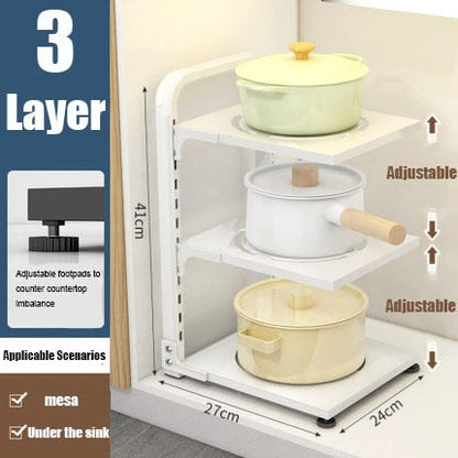 Space Saving Foldable Tiered Corner Shelf Rack